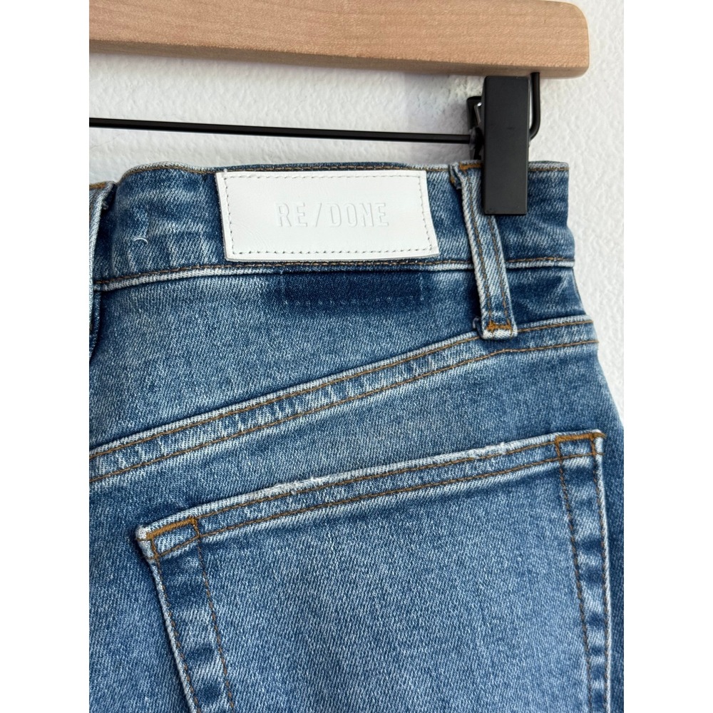 RE/DONE 90s High Rise Ankle Skinny Jeans Faded Blue 27 Button Fly Model Off-Duty - Picture 6 of 8